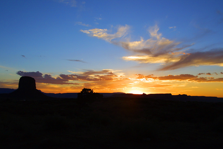 Coucher de soleil dans le dsert amricain