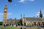 Sunbathing behind the Houses of Parliament